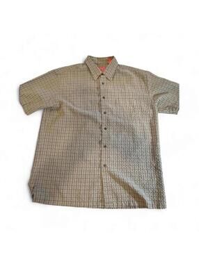 Woodie's Retro Lounge Men's XXL Tan Geometric Short Sleeve Shirt